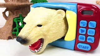 Learn Animals Names For Kids Surprise Animal Fun Video. Microwave Oven Toys-Transformer Shark Toys
