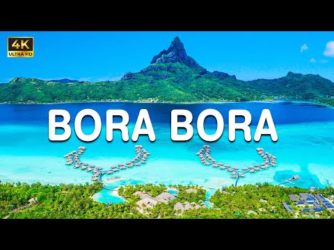 4K FLYING OVER BORA BORA | Amazing Beautiful Nature Scenery & Relaxing Music - 4K Video Ultra HD