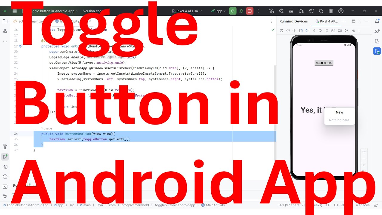 How to use Toggle button in Android app layout?