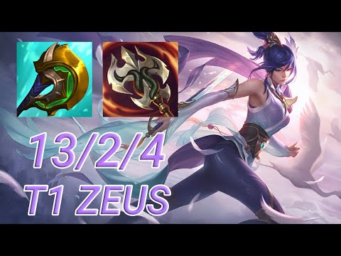 T1 Zeus Fiora Top VS Yone | KR Challenger Patch 13.20