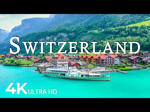 FLYING OVER SWITZERLAND (4K UHD) - Soothing Music Along With Beautiful Nature Video - 4K Video UHD