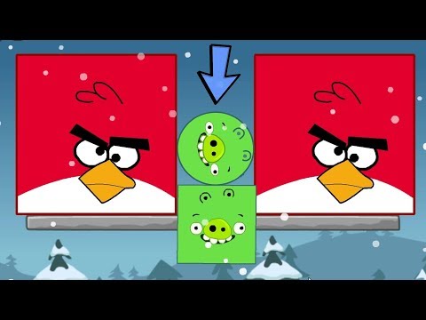 Angry Birds Kick Out Green Pigs - TRANSFORM BIRDS TO GIANT TO CRUSH SQUARE AND ROUND PIGS!