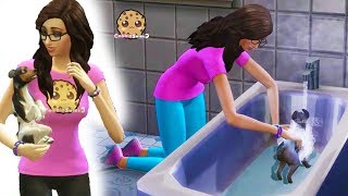 Muddy Dogs Bath Time in Strangerville - Cookie Swirl C Sims 4 Adventure Video Game Let's Play