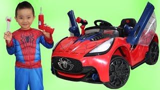 Unboxing New Spiderman Battery-Powered Ride On Super Car 6V Test Drive Park Playtime Fun Ckn Toys