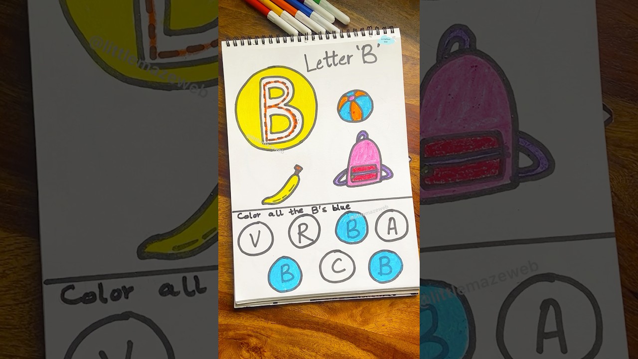 Trace, color & find the letter b | diy worksheet #shortsfeed #shorts #activity #diy #viral #trend