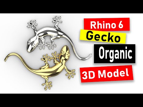 Gecko Organic form 3D Modeling in Rhino 6: Jewelry CAD Design Tutorial #96