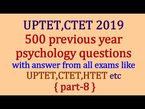 {part-8} 500 previous year psychology questions for all TET exams like UPTET,CTET, Etc.. Video