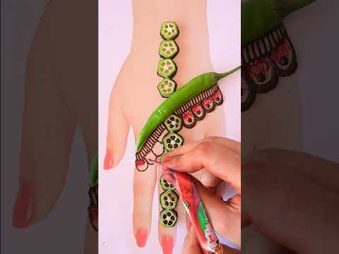 chilli and ladyfinger mehndi design for eid #eid #mehndi #shorts #trending #viral