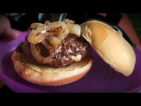 Guga's Cheese-Stuffed 'Off the Chain' Burger with Smoked Onions on the Weber Kettle
