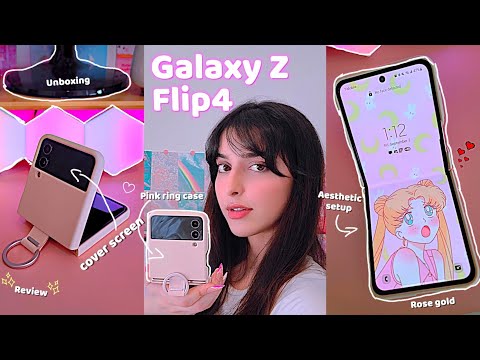 Samsung Galaxy Z Flip 4 Unboxing (Pink Gold 🎀) | Review + Aesthetic Accessories ✨️