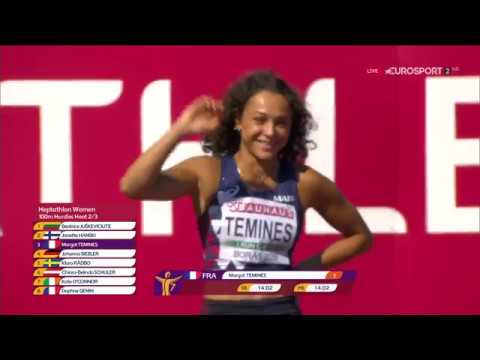 Women's 100m Hurdles Heptathlon Heats 2 - European Athletics U20 Championships 2019 Boras