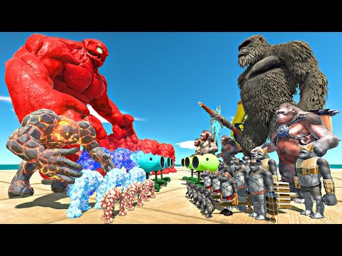 Mutant Primates Fights in Plants Arena | Lava Golem vs KONG 2024 - Animal Revolt Battle Simulator