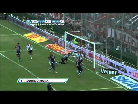 Gol de Mora. Unión 2 - River 2. Fecha 14. Torneo Final 2013. Fútbol Para Todos