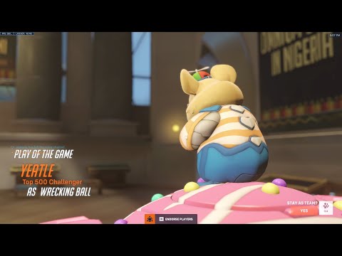 1000 IQ Hammond Gameplay - POTG! YEATLE #1 WRECKING BALL IN OVERWATCH 2