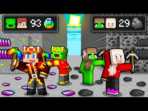 JJ and Mikey: BOYS vs GIRLS KINGS vs POOR MINE BATTLE In Minecraft - Maizen