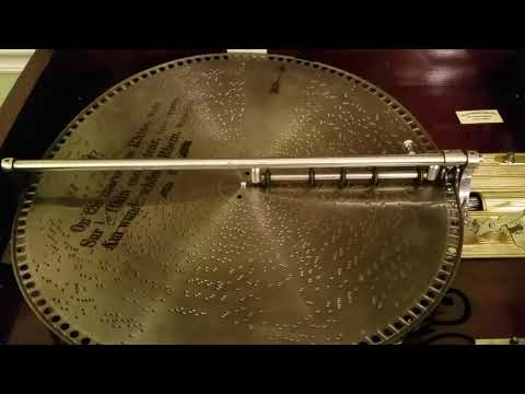 Mira 18.5" music box plays disc 219, "On the Marvelous Rhine"