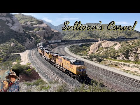 Famous Sullivan’s Curve Cajon Pass! Union Pacific Manifest Train. Southbound Palmdale Cutoff! 4KHDR!