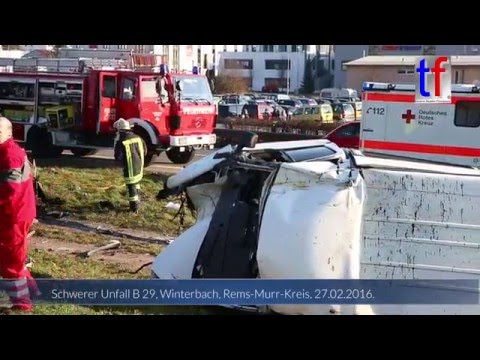 Heavy Crash / Ford Transit gegen Baum, B 29 Winterbach, Germany, 27.02.2016.
