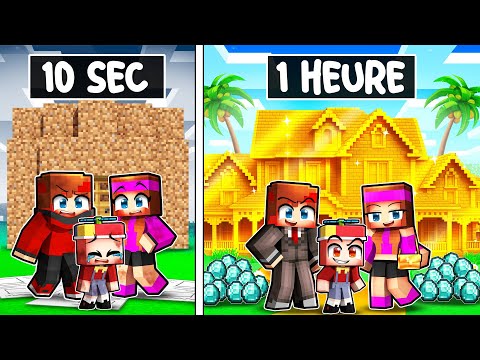 Maison de RICHES en 10 SEC vs Maison de RICHES en 1 HEURE sur Minecraft !