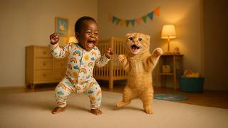 Dance With Me Song - Baby & Kitten | #CuteAnimals #NurseryRhymes #ChildrensSongs #SHkids