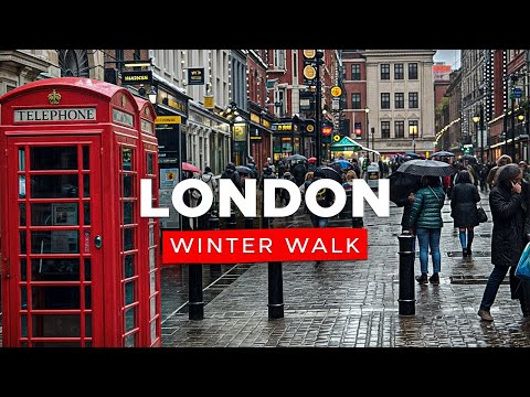 London, UK - Walking Tour Around The Winter City [4K, HDR]