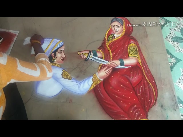 Portrait rangoli design raja matha by rajshri bhagwat