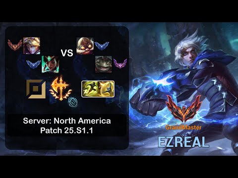 Ezreal ADC + Karma vs Corki + Tahm Kench - NA GrandMaster - Patch 25.S1.1