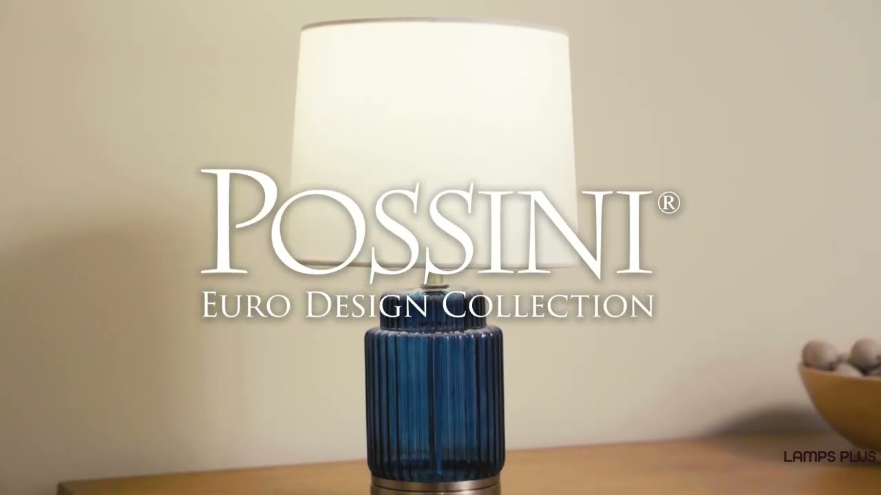 Video 1 Watch A Video About the Possini Euro Alain Blue Fluted Glass Cordless Accent Table Lamp