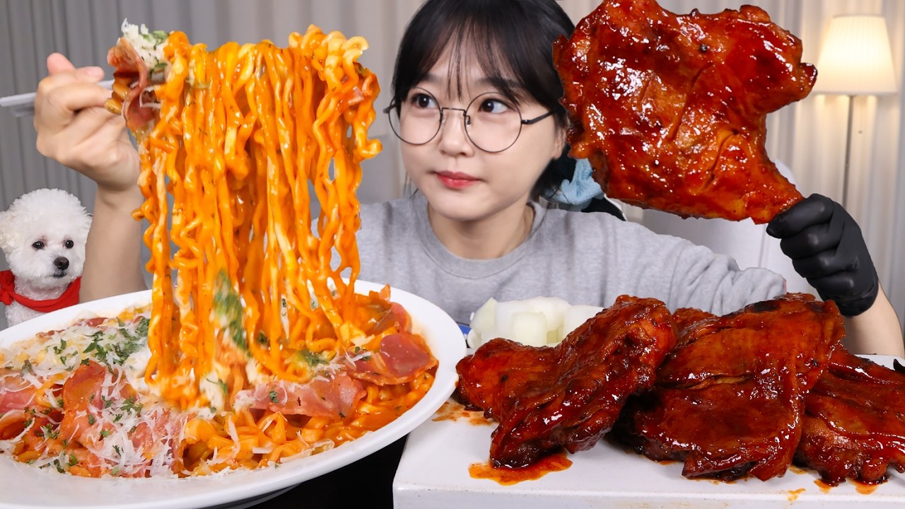 자메이카 통다리치킨 & 까르보불닭볶음면 먹방🍗🔥Chicken Drumstick & Buldak Noodles Mukbang ASMR
