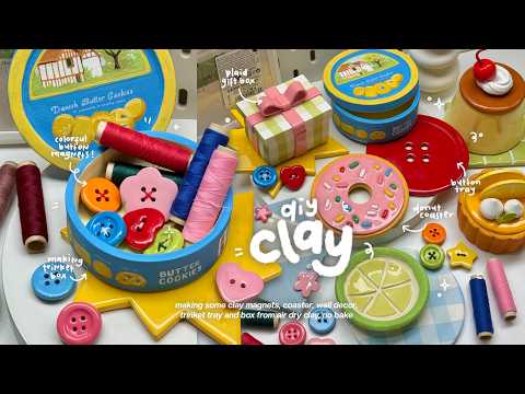 making clay things, trinket tray, magnets and many more🧵🍋‍🟩🥨🧶 using air dry clay, no bake
