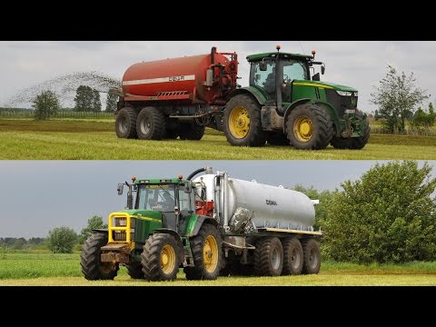 John Deere 7230R & 7710 - Loonw. De Jaeger - drijfmest spreiden