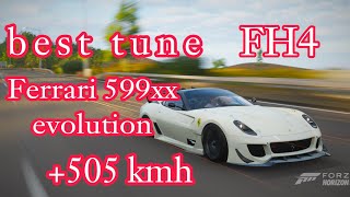 fastest tune for Ferrari 599xx evolution 2012 fastest car in Forza horizon 4