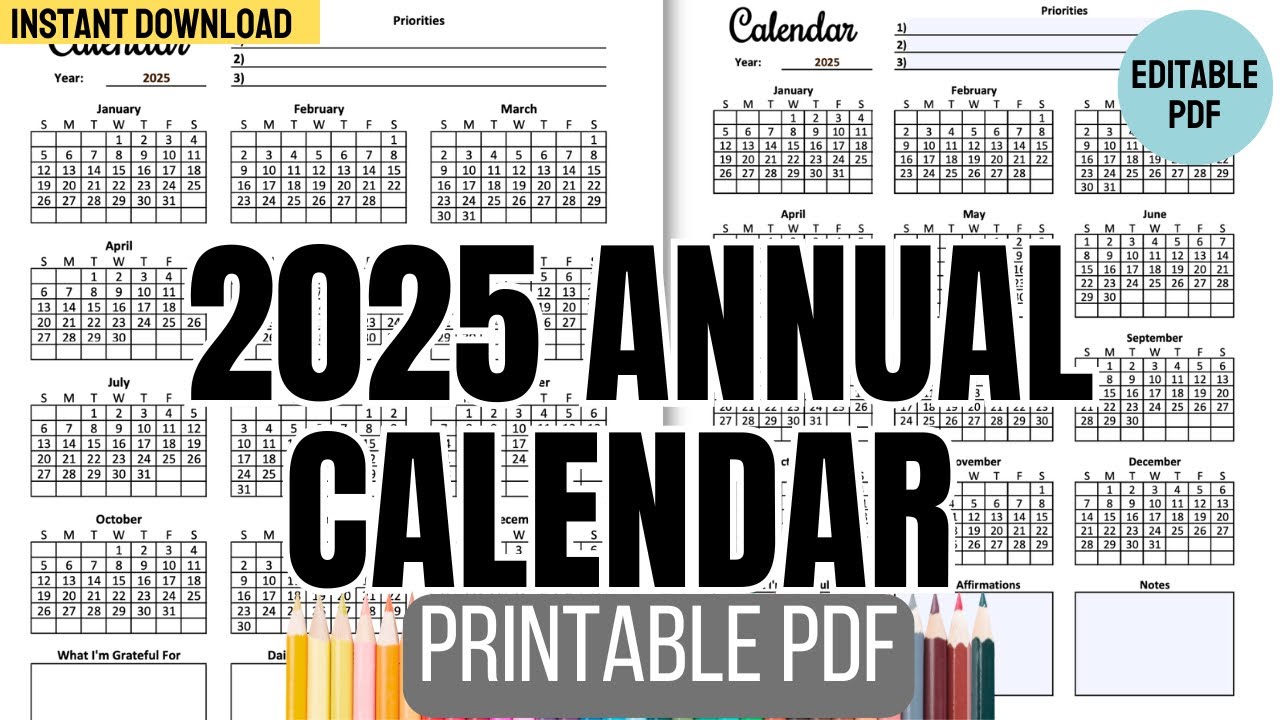 2025 Calendar Printable PDF