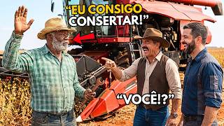 O Mecânico do Fazendeiro Desistiu da Colheitadeira em Plena SAFRA — "EU CONSERTO!"Disse o Velho Peão