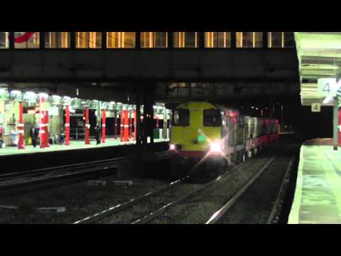 20303/20301 6K73 Sellafield - Crewe flasks whistling away through Lancaster, 18th November 2013