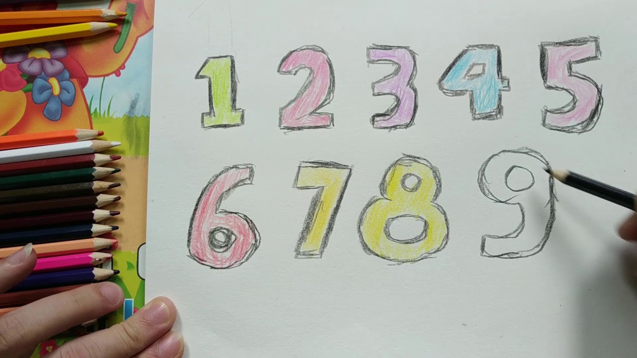 Glitter Number coloring pages Learn Colors Learn numbers for kids