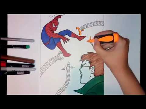 SPIDERMAN AND DOCTOR OCTOPUS Coloring Book Pages for Kids