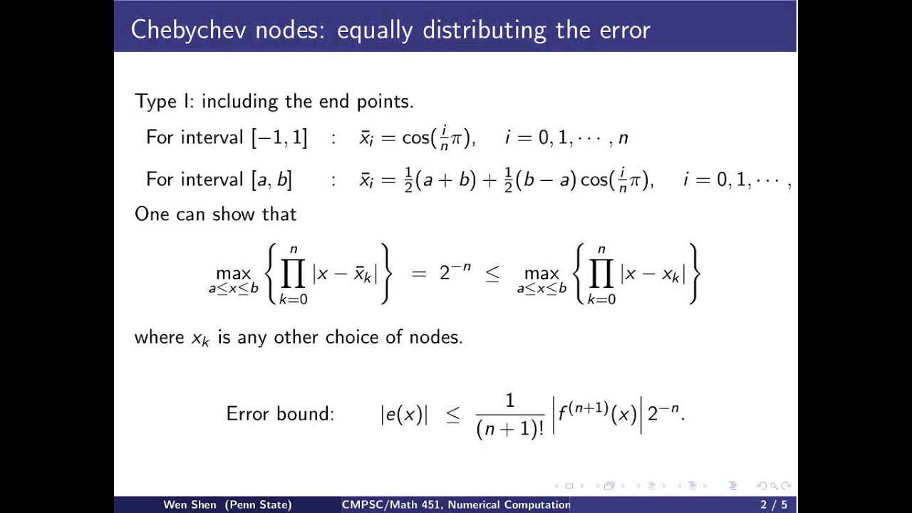 ch2 A: Chebyshev nodes. Wen Shen