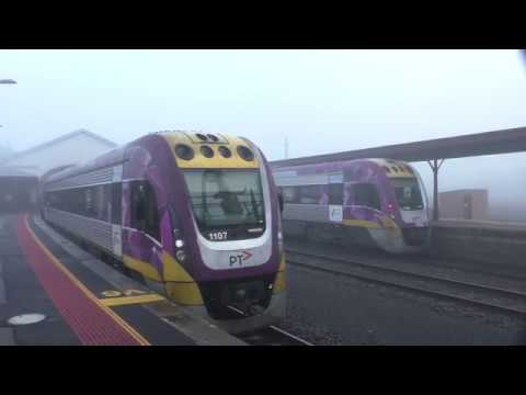 Foggy V/Line Vlocitys at a Very Foggy Ballarat Station Autumn 2017