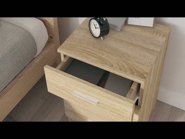 Video teaser per 800456 vidaXL Bedside Cabinet Sonoma Oak 38x35x56 cm Engineered Wood