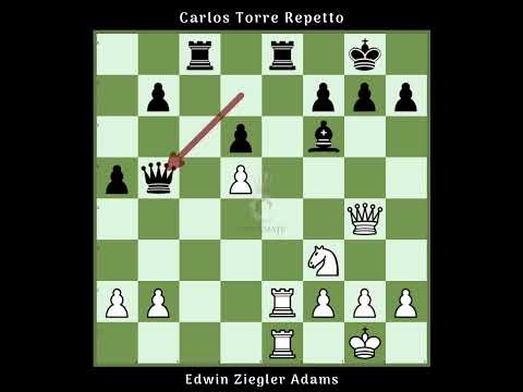 Edwin Ziegler Adams vs Carlos Torre Repetto-1920 #Greatest Chess Game Series #Match-15. #Full video.