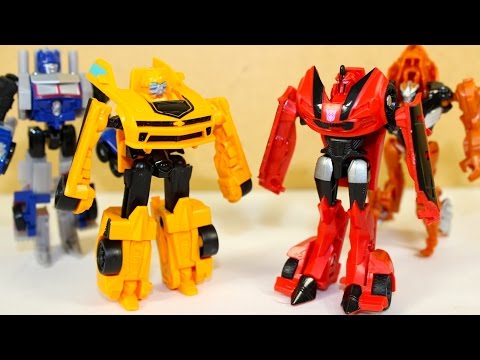 TRANSFORMERS 4 & 6 STEP STINGER BUMBLEBEE OPTIMUS GRIMLOCK ACTION FIGURES Video