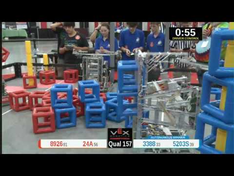 2015 VRC Tech Q157 - 8926 24A vs 3388 5203S - 53 to 75 - VEX Worlds 2015 - Technology Division