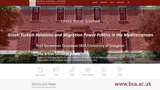 Prof Gerasimos Tsourapas “Greek-Turkish Relations and Migration Power Politics in the Mediterranean”