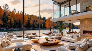 Gentle Jazz In A Lakeside Room With Autumn Views - Cozy Jazz For Deep Focus And Relaxation