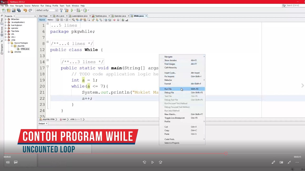 Perulangan WHILE (Uncounted Loop)- Dasar Pemrograman JAVA