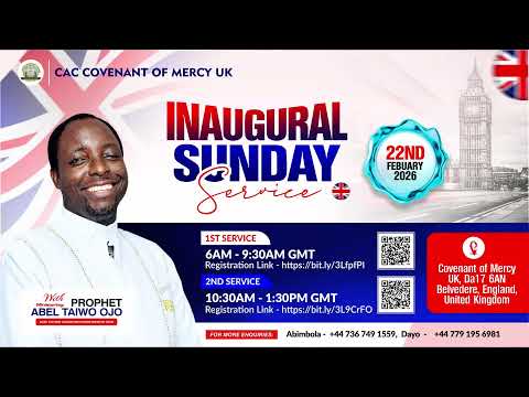 INAUGURAL SUNDAY SERVICE - CAC COVENANT OF MERCY UK