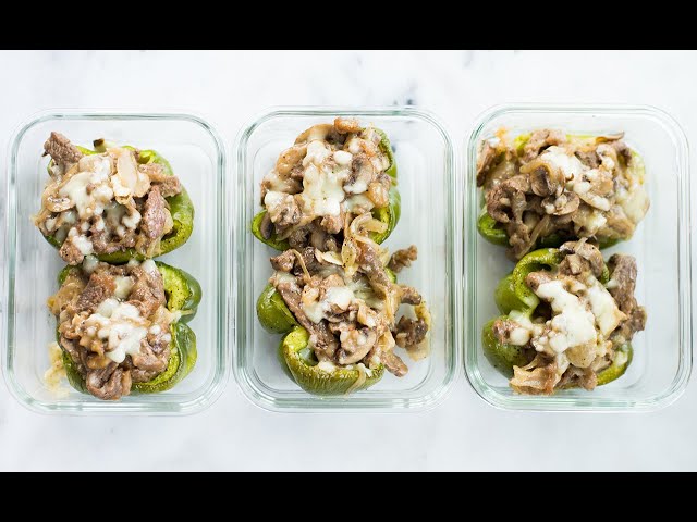 KETO MEAL PREP | Keto Philly Cheesesteak Stuffed Peppers