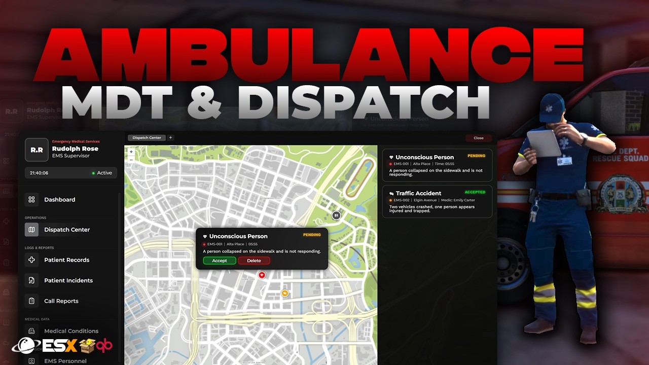 Ambulance MDT & Dispatch! Complete Ambulance Tablet and Management [ESX/QB/QBOX]
