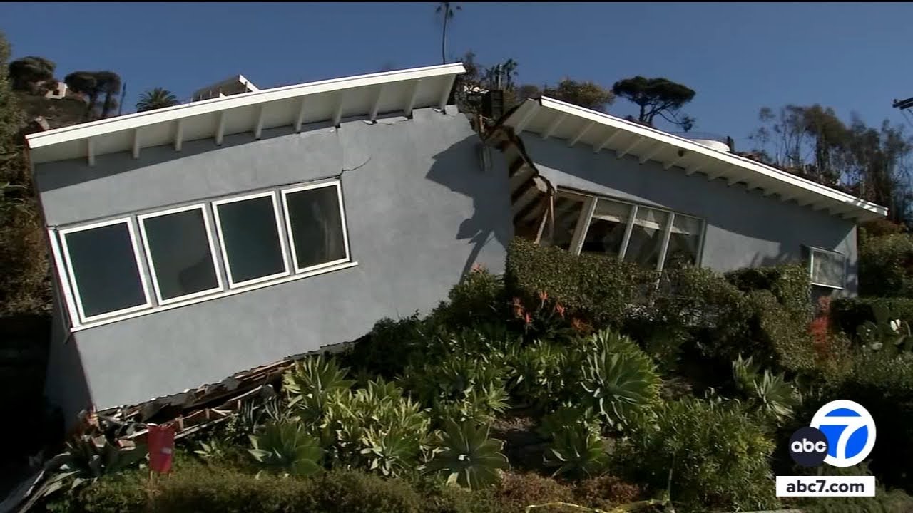 Pacific Palisades home split apart by landslide as new risk emerges